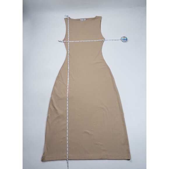 WeWoreWhat Boat Neck Midi Dress Beige Women’s Large Cotton Rib Knit Minimalist - Picture 5 of 16